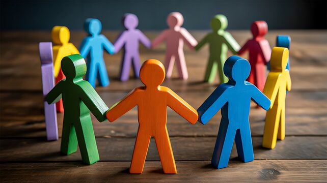  Diverse paper people holding hands representing teamwork unity and community