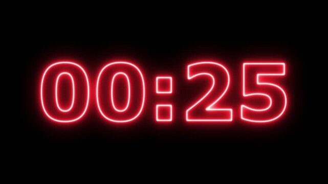 Glowing neon 30-0 second countdown animation timer, Dynamic 30 second Countdown Animation Engaging Timer Visuals for Events 4k video