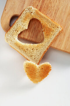 Heart Shaped Toast On Board