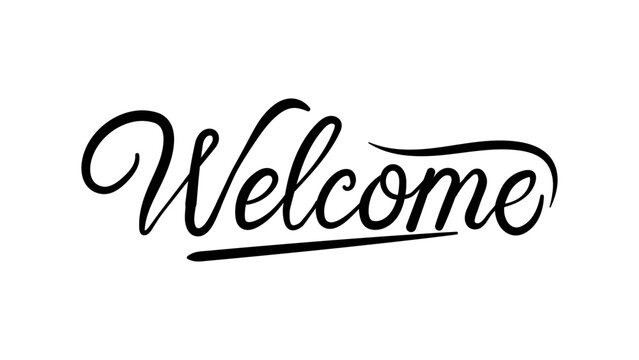 Welcome hand lettering calligraphy text isolated on white background