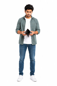 handsome young man with empty wallet 