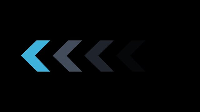 Blue chevron arrow pattern moving across dark background motion graphic