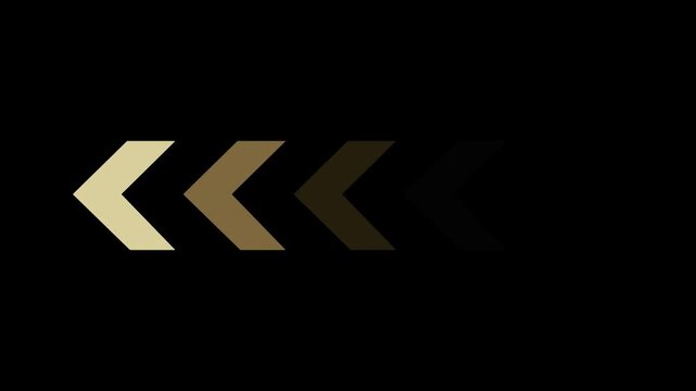 Abstract sequence of gradient chevron arrows pointing left against black