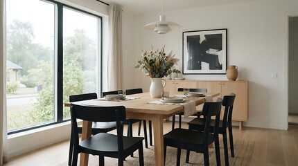 Fototapeta premium Minimalist Dining Room Set Table