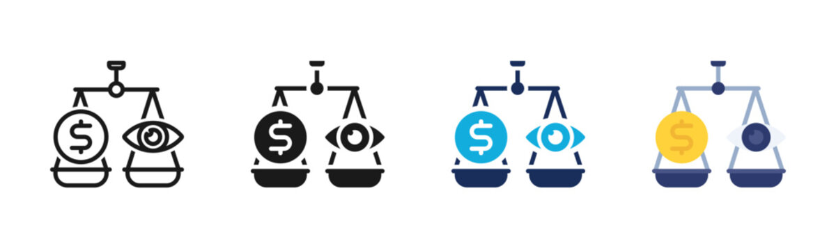 Value Perception icon set multiple style collection