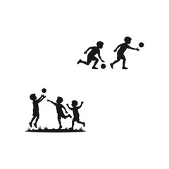 Obraz premium Silhouette Children Playing Sports and Ball Games Set