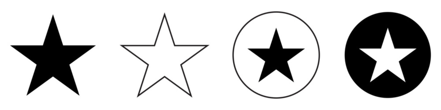 Star silhouette icon, symbol, clipart vector illustration. PNG. Editable stroke. Rating, Favorite, and Quality Designation.