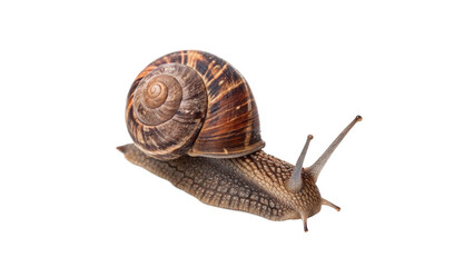 Slow land snail crawling with long antenna isolated on transparent background cut out © 1png-stock