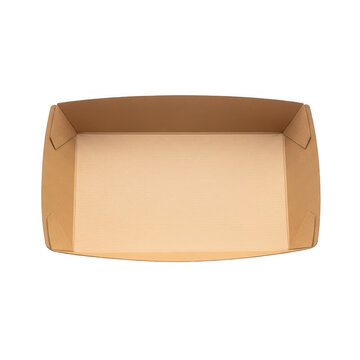 Empty cardboard takeout food container with lid
