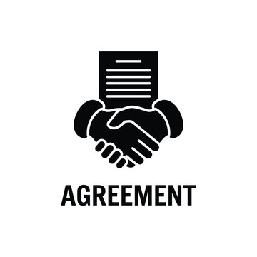 Handshake with document silhouette against a white background represents a formal agreement or contract contract deal pact accord understanding