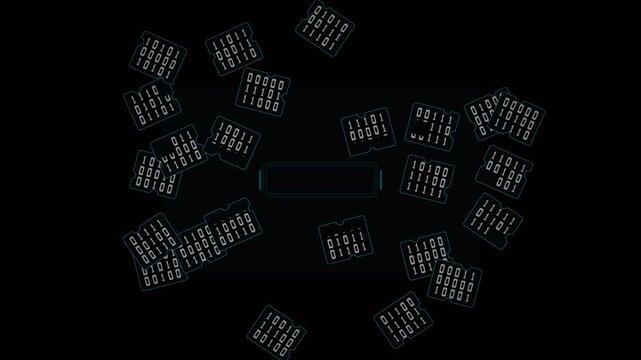 Binary Data Blocks Connecting and Organizing Into a Structured Grid Seamless Loop