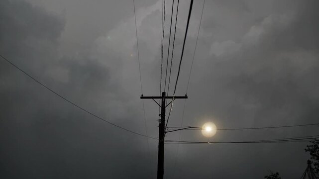 power lines in the fog