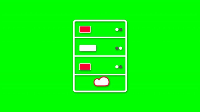 Server rack icon for data deployment on green screen 4k