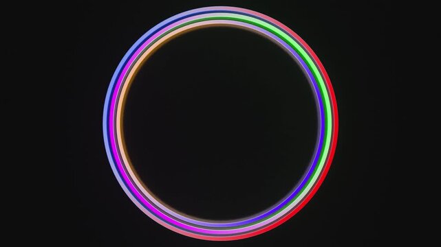 Layered Colorful Concentric Neon Rings Hypnotic Loop