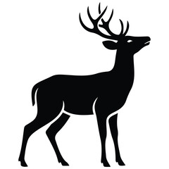 Fototapeta premium Deer silhouette vector illustration line art wild animal isolated on white background image.