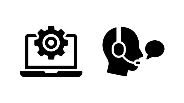 Technical support laptop settings and communication icons