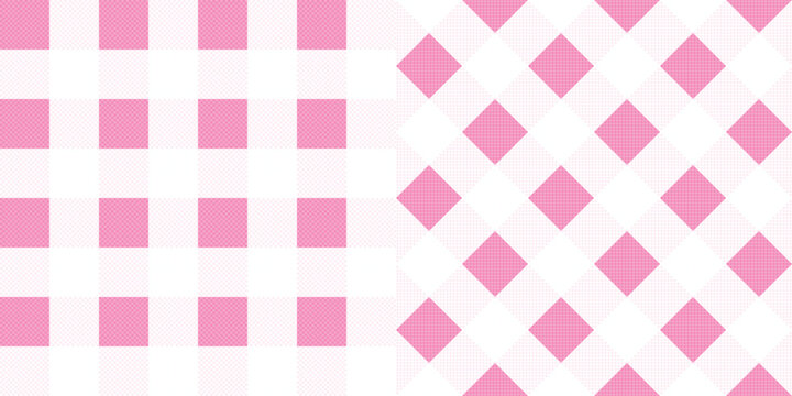 2 pink and white gingham seamless pattern vector pattern background design for fabric textile wrapping paper wallpaper tablecloths kitchen decor apparel print-on-demand products and digital background