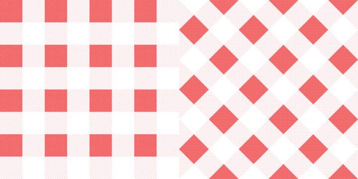 2 coral and white gingham seamless pattern vector pattern background design for fabric textile wrapping paper wallpaper tablecloths kitchen decor apparel print-on-demand products  background