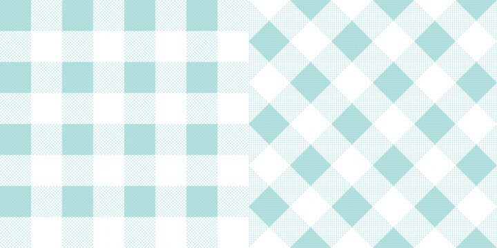 2 teal and white gingham seamless pattern vector pattern background design for fabric textile wrapping paper wallpaper tablecloths kitchen decor apparel scrapbooking print-on-demand products