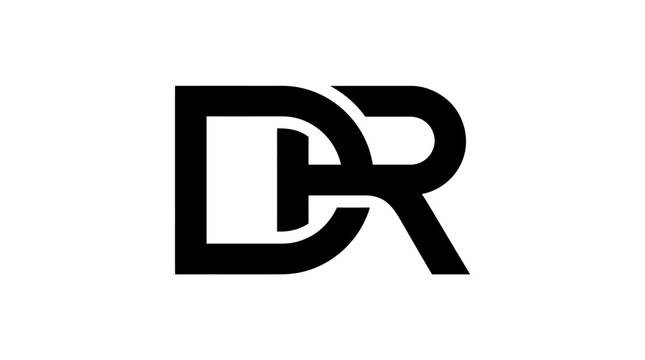Bold black DR monogram letter logo design.