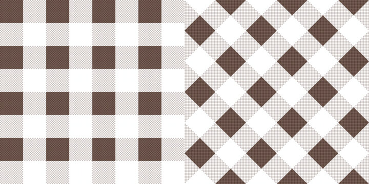 2 brown and white gingham seamless pattern vector pattern background design for fabric textile wrapping paper wallpaper tablecloths kitchen decor apparel print-on-demand product and digital background