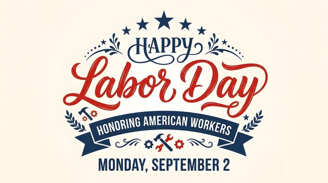 Happy Labor Day typography design. Patriotic American holiday greeting card illustration.