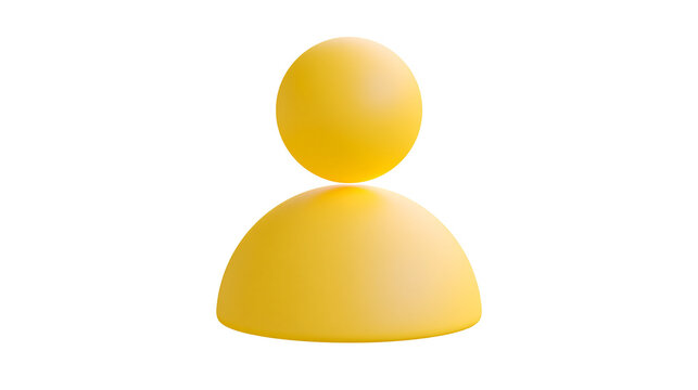 Simple yellow 3D person icon, isolated on transparent background