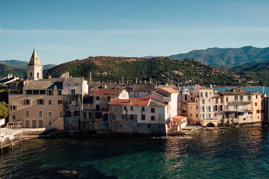 Old town with historic buildings in Saint-Florent in Corsica