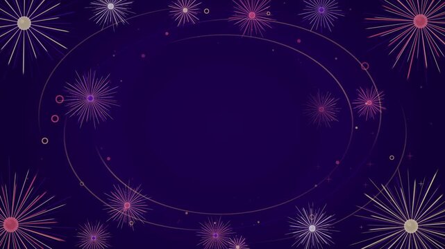 Exploding Fireworks Bursting Outward Around Oval Frame Seamless Loop
