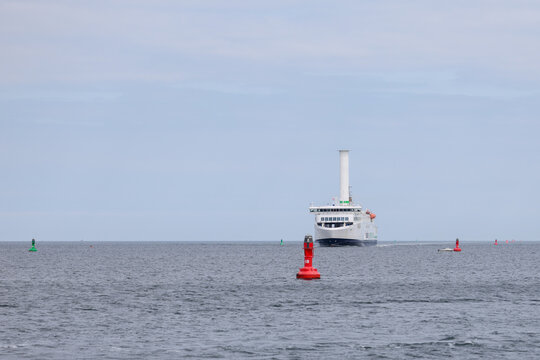 Passenger ferry approaching Warnemuende across the Baltic Sea