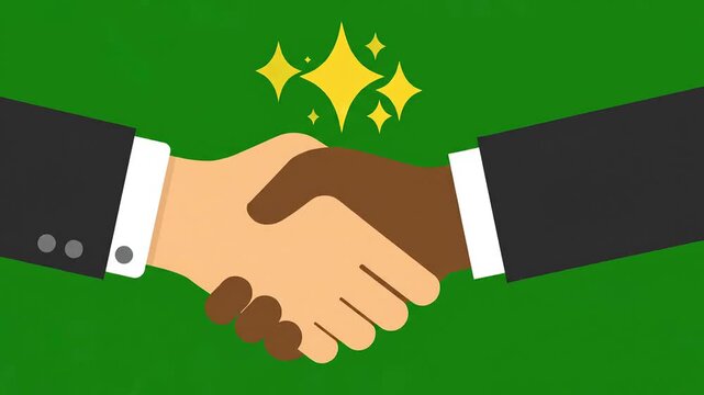 Diverse business partnership handshake motion graphic showcasing professional success and corporate cooperation as a symbolic agreement for effective teamwork and synergy