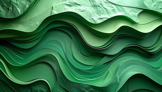 Close up of emerald green textured fabric folds.