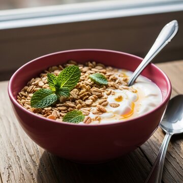 Morning Glow: Yogurt, Granola, and Mint