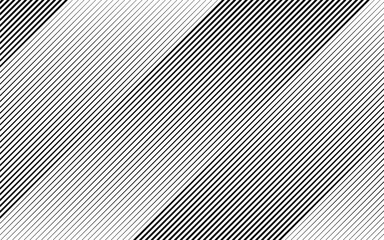 Monochrome diagonal stripe halftone line pattern with alternating thickness transition. Vector illustration of abstract optical illusion geometry, modern minimalist black white line art wallpaper. © MdNurul