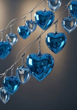 Azure Hearts Adorn a Whispering Branch
