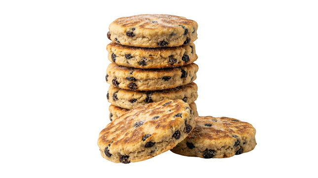 Stack of delicious chocolate chip cookies isolated on transparent background