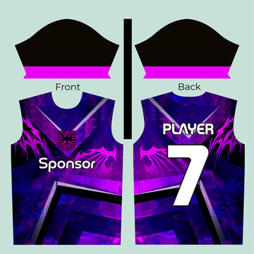 Sublimated jersey mockup with flame pattern and sponsor logos vector illustration