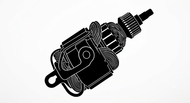 Electric Motor Armature and Commutator Vector Illustration