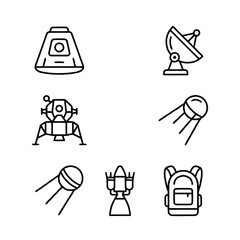 Set of space exploration and technology line icons. © nunik