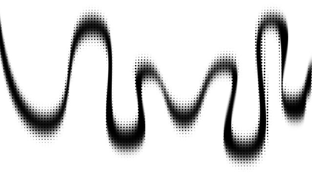 Dynamic halftone dotted wave, monochrome abstract line, ribbon pattern. Curved fluid line with halftone design effect. Backdrop, background pattern. Overlay texture. Vector abstract background. JPEG.