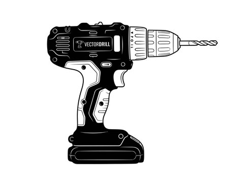 Cordless power drill tool illustration for construction and diy projects
