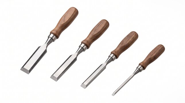 Woodworking Sharp Steel Chisels Set Mockup for Carpentry Craft and Joinery Work