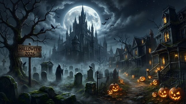 Halloween 2026 gothic graveyard scene