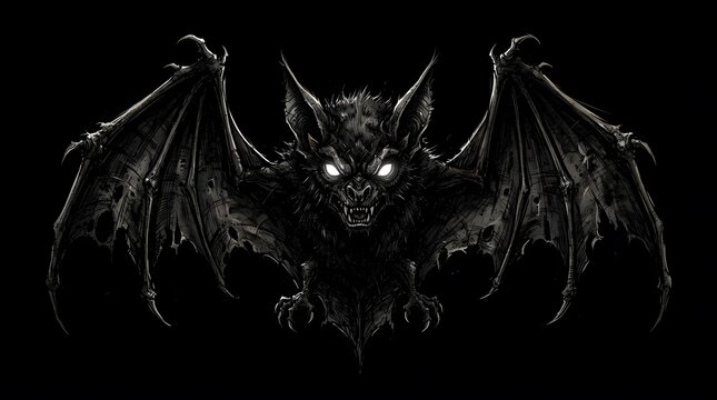 Fierce gothic bat illustration