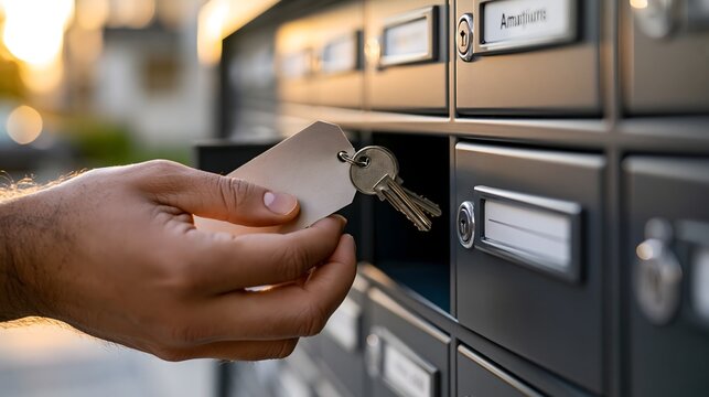 Wohnungsschl&uuml;ssel wird kontaktlos an einer Briefkastenanlage hinterlegt