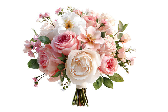 Wedding bouquet clipart isolated on transparent background, elegant floral arrangement PNG cutout collection