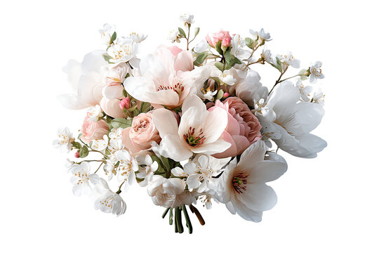 Wedding bouquet clipart isolated on transparent background, elegant floral arrangement PNG cutout collection