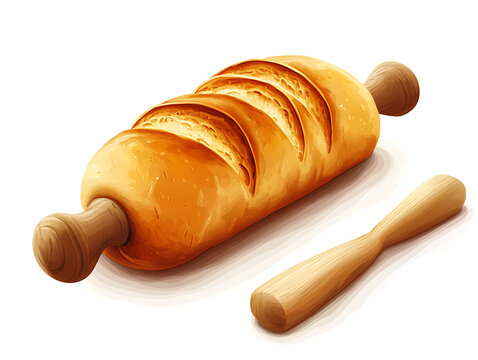 Fresh baked bread illustration in cartoon style