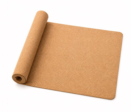 Rounded brown cork carpet throw or towel for wall or floor use