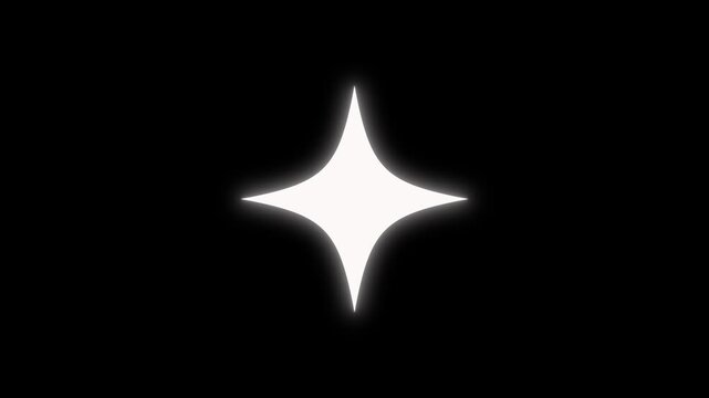 Magical White Glitter Stars Twinkle Sparkle Animation with Hand-Drawn Doodle Lines. Flat Vector Starlight Dust for Black Screen Overlay. 4K Seamless Motion for Festive and Dreamy Video